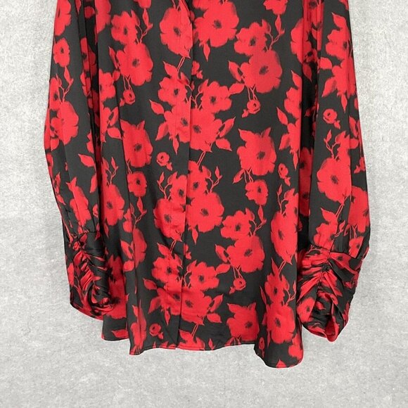 Chico's Top Women XL (3/5) Dark Floral Long Sleeve Button‎ Up Boho Career - Picture 5 of 14